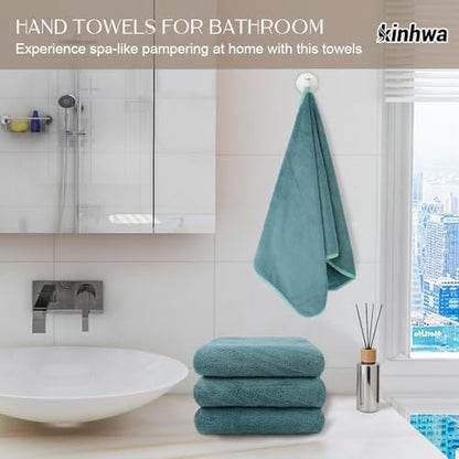 KinHwa Hand Towels for Bathroom, Microfiber Face Towels, 16x30 Inch, 4 Pack