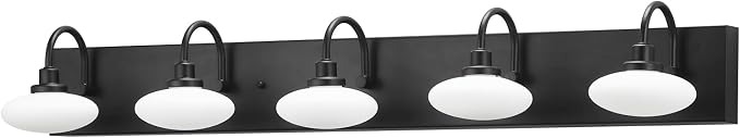 Matt Black LED Vanity Light Fixtures,5-Light Bathroom Vanity Lamp Wall Sconce Light,Wall Lamp Over Mirror,Modern Bath Light for Bathroom,Hallway,3000K-6000K,Selectable,Dimmable