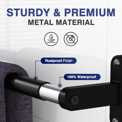 Powools Matte Black 24" Towel Rack, Rustproof Wall Mounted Towel Bar