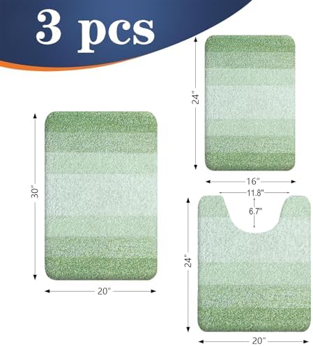 OLANLY Microfiber Bathroom Rugs Sets 3 Piece, 30"x20"+24"x16"+24"x20"