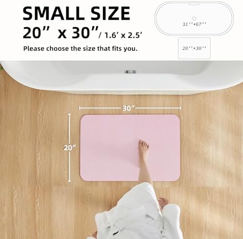 TYUU Thin Bath Mat, Small Bathroom Rugs Non Slip Washable, 20x30 Pink