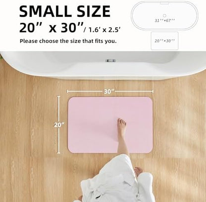 TYUU Thin Bath Mat, Small Bathroom Rugs Non Slip Washable, 20x30 Pink