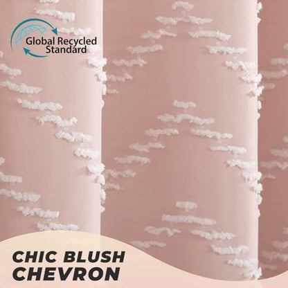Blush Pink Boho Fabric Shower Curtain 72 x 80 Inches