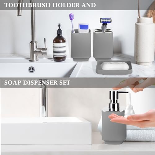 RRM Bathroom Accessories Set 4 Piece, Grey Boho Bathroom Decor