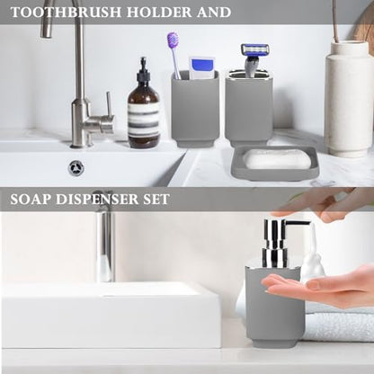 RRM Bathroom Accessories Set 4 Piece, Grey Boho Bathroom Decor
