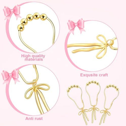Maxdot 12 Pcs Gold Bow Knot Shower Curtain Hooks, Rustproof Metal Rings