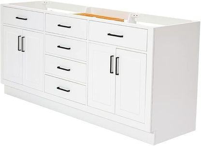 ARIEL Hepburn 72-inch Bathroom Vanity Base Cabinet,Solid Wood, 4 Soft Closing Doors, 6 Dovetail Drawers, White