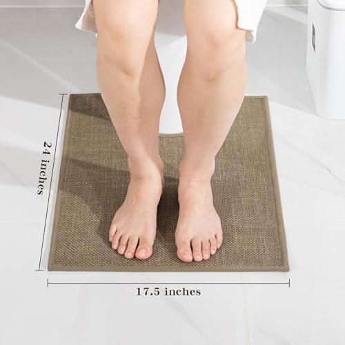 chakme Bathroom Rugs Mat U-Shaped 24x17, Ultra ThinNon Slip Bath Mat Small Quick Dry Absorbent Bath Matfor Bathroom Floor, (Dark Beige, U-24"x17")