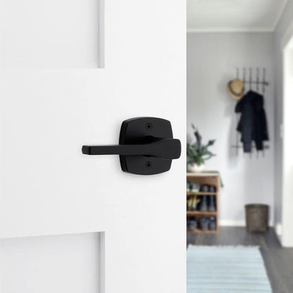 Kwikset Tripoli Lever Interior Passage Door Handle, Lever for Closet and Hallway Doors, Reversible Non-Locking Handle Lever, Matte Black, with Microban Protection (Pack of 8)