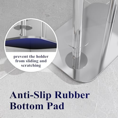 Kitsure Metal Toilet Paper Holder Free Standing, Medium, Silver