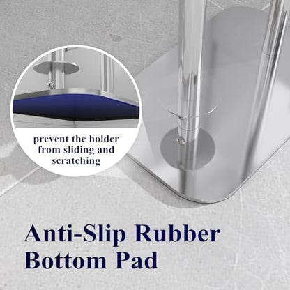 Kitsure Metal Toilet Paper Holder Free Standing, Medium, Silver