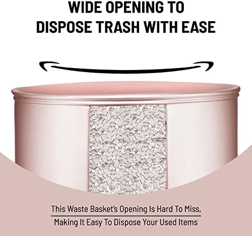 Zahari Home 2pc Sinatra Modern Bath Accessories Set Waste Basket & Tissue Box Modern Decorative Beautiful Designs Bathroom Decor Set for Home Blush Bathroom Set Mosaic Glass