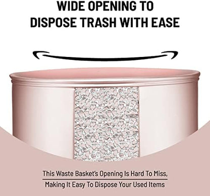 Zahari Home 2pc Sinatra Modern Bath Accessories Set Waste Basket & Tissue Box Modern Decorative Beautiful Designs Bathroom Decor Set for Home Blush Bathroom Set Mosaic Glass