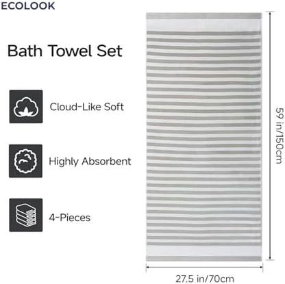 ecolook Microfiber Bath Towel Set of 4, Gray
