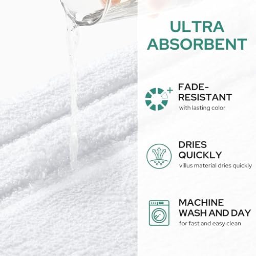 HOMEIDEAS Bathroom Rugs Sets 2 Piece, Super Soft Non Slip Bath Mat White