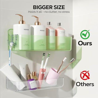 Nieifi Adhesive Shower Shelves, Green, 5 Pieces