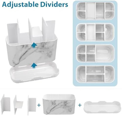 Boperzi Toothbrush Holders for Bathrooms Organizers and Storage, Large Tooth Brush Holders, Electric Toothbrush and Toothpaste Organizer Caddy with Drainage Holes for Kids Family RV Camper