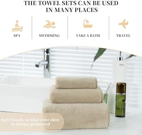 MICROFI New Microfiber Bath Towel Set, 3 Piece, Oversize, Quick Dry, Lint Free, Includes Body, Hand and Face Towels