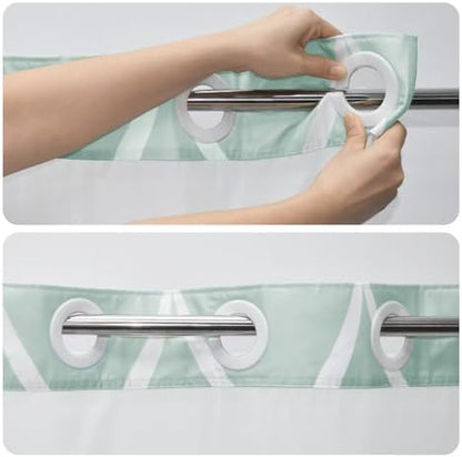 Yiatn Ombre Teal Shower Curtain with Snap-in Liner, 71 x 74 Inch