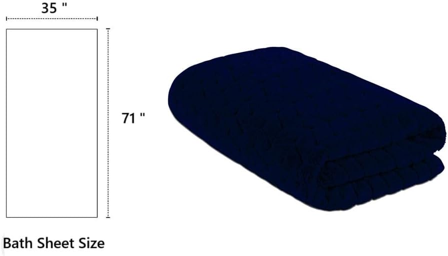 BAGNO MILANO Turkish Cotton Bath Towels, Hand Towels - Soft Plush Jacquard Collection Luxury Towels Set (Navy, Bath Sheet 35x70)