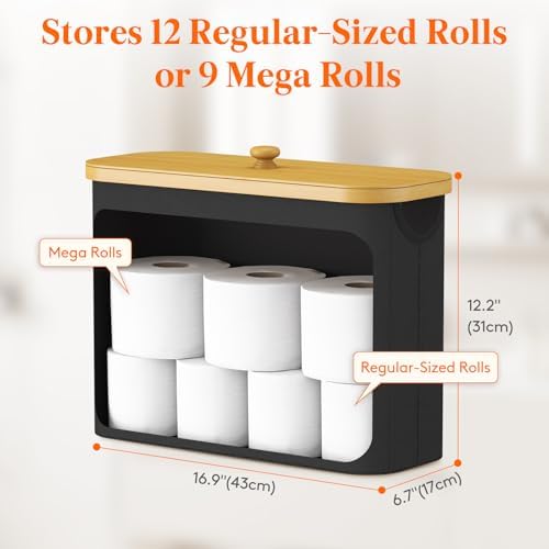 Lifewit Toilet Paper Storage Holder, Large Stand Basket, 23L, Black