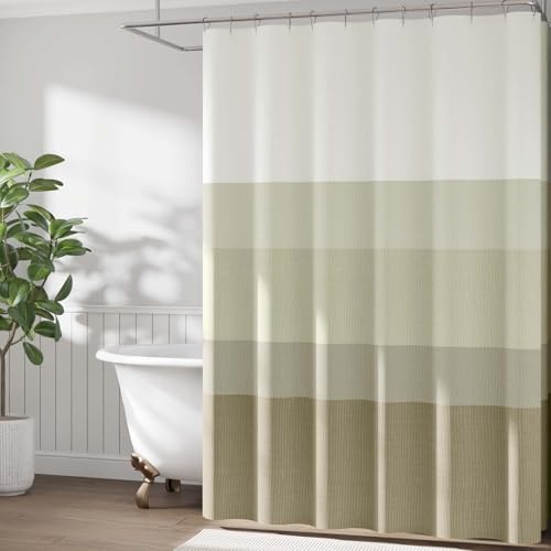 jinchan Ombre Wood Taupe Shower Curtain for Bathroom 70x72 Inch 12 Hooks