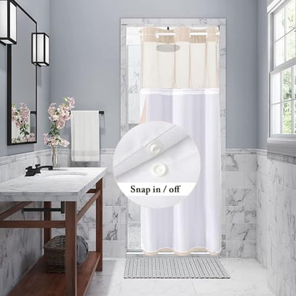Gibelle No Hook Cloth Blush Pink Shower Curtain with Liner, 36x74