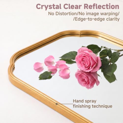 39"x29"﻿ Gold Bathroom Scalloped Mirror, Rust-Proof Metal Frame