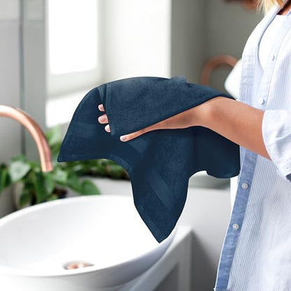 GLAMBURG Ultra Soft 6-piece Hand Towel Set 16x28-100% Ringspun Cotton - Durable & Highly Absorbent Hand Towels - Ideal for use in Bathroom, Kitchen, Gym, Spa & General Cleaning - Mineral Blue