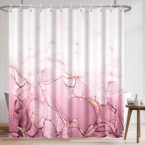 Pink Extra Long Waterproof Shower Curtain 72x96 inches