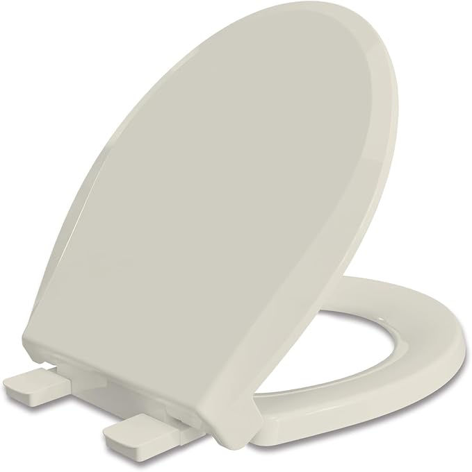 Round Toilet Seat, Slow Close Quick-Release Hinges, Heavy Duty Soft Close, Quiet-Close Lid And Seat For Standard Toilets, Easy To Install And Clean, Never Loosen, Almond/Bone(16.5”)