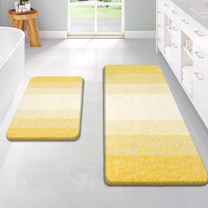 OLANLY Micorfiber Bathroom Rug Set 2 Piece, 47"x20"+24"x16"