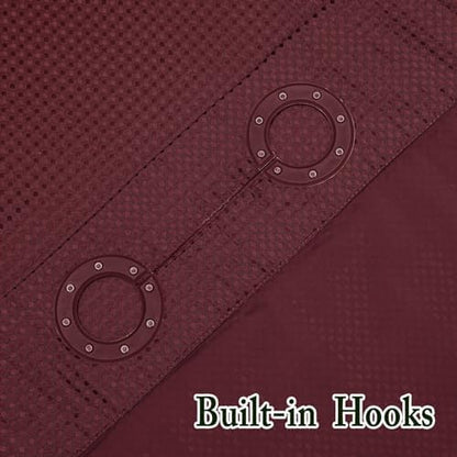 Gibelle No Hook Cloth Burgundy Shower Curtain with Liner, 72x74
