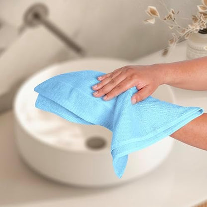 BOUTIQUO Ultra Soft 6-Piece Hand Towel Set 16x28-100% Ringspun Cotton - Durable & Highly Absorbent Hand Towels - Ideal for use in Bathroom, Kitchen, Gym, Spa & General Cleaning - Sky Blue