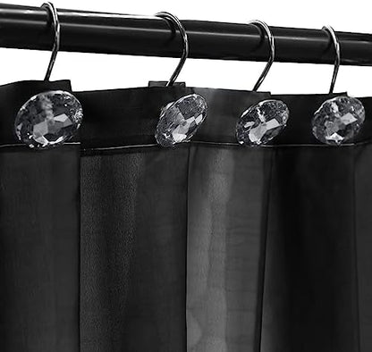 Crystal Diamond Round Shower Curtain Hooks Rings for Bathroom,Grey,12PCS