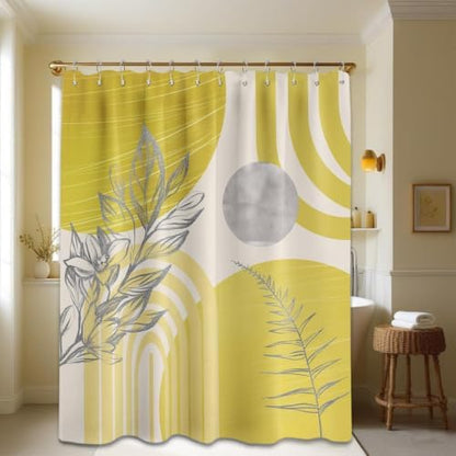 Mustard Yellow Shower Curtain, 72x72 in, Mid Century Modern