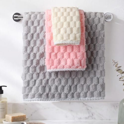 Hahafelt Decorative Bathroom Towel Set,Pastel Tricolor, Coral Fleece