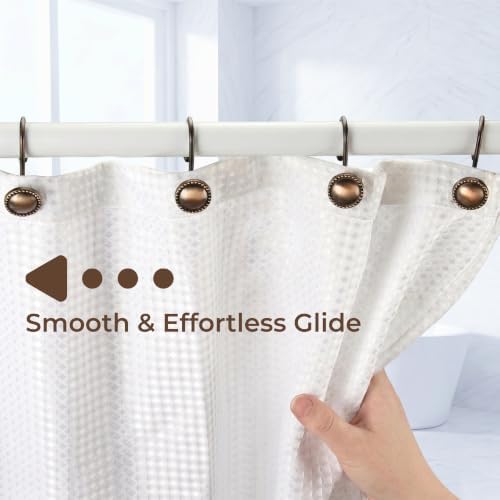 Shower Curtain Hooks,Rust-Resistant Decorative Rings,12-Pack,Bronze
