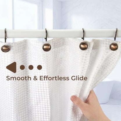 Shower Curtain Hooks,Rust-Resistant Decorative Rings,12-Pack,Bronze
