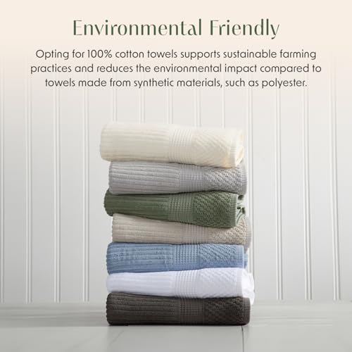 Springtree Home 100% Cotton Hand Towel Set | 6-Pack | Textured | Beige