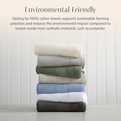 Springtree Home 100% Cotton Hand Towel Set | 6-Pack | Textured | Beige