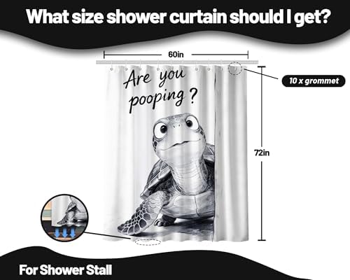Funny Sea Turtle Shower Curtain Kids Ocean, 60x72 Inchs