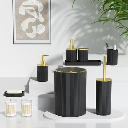 Black Gold Bathroom Accessories Set, 10PC Bathroom Set