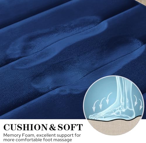 BYSURE Navy Blue Memory Foam Bath Mats Extra Long