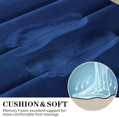BYSURE Navy Blue Memory Foam Bath Mats Extra Long