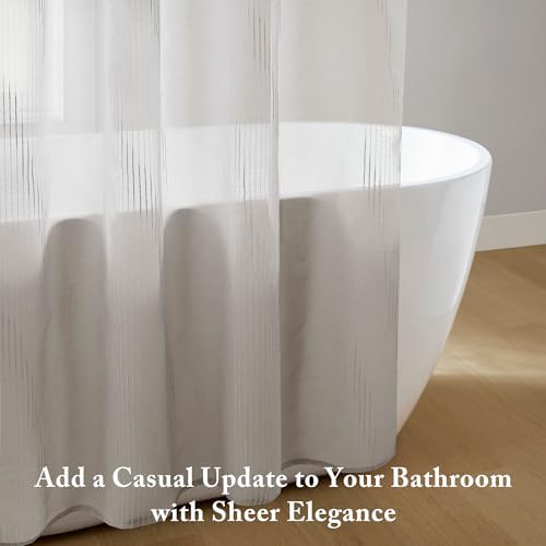 Madison Park Anna Sheer Shower Curtain for Bathroom, 72 x 72, Grey