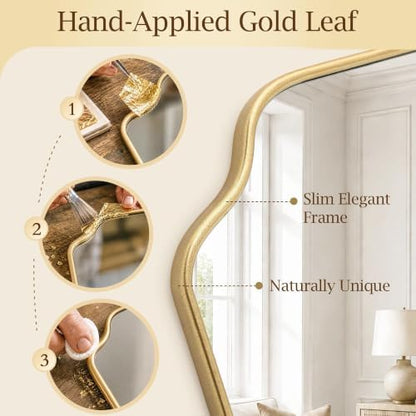 Besdomus Gold Modern Bathroom Mirror: 22"x30" Minimalist Vanity Wall Mirror