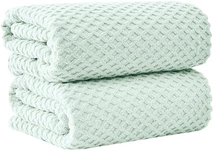 Great Bay Home Oversized Bath Sheets - 100% Cotton 2 Pack 68x35 Extra Large Towel - Absorbent, Durable, Quick-Dry Towels for Bathroom (Pastel Blue)