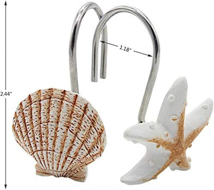 Seashell Shower Curtain Hooks,12PCS Anti Rust Decorative Hooks