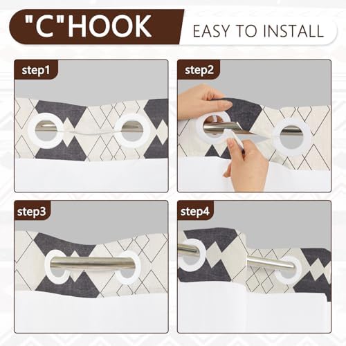 No Hook Western Shower Curtain and Liner Set, 71 x 74 Inch